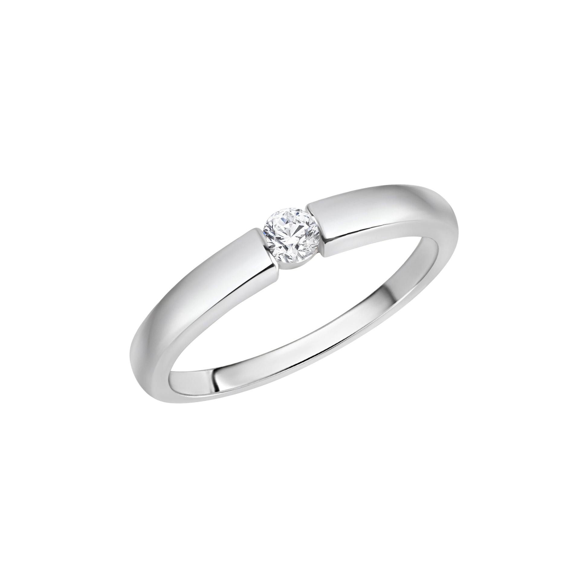 Bague en argent sterling 925/- rhodié et zircone
