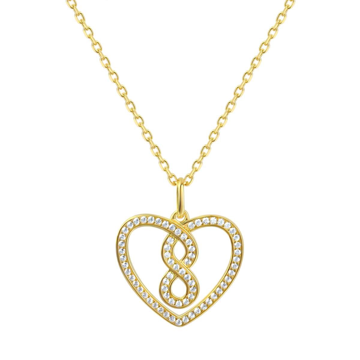 Anhänger mit Kette Ankerkette 925er Sterling Silber vergoldet 41+3cm Zirkonia
