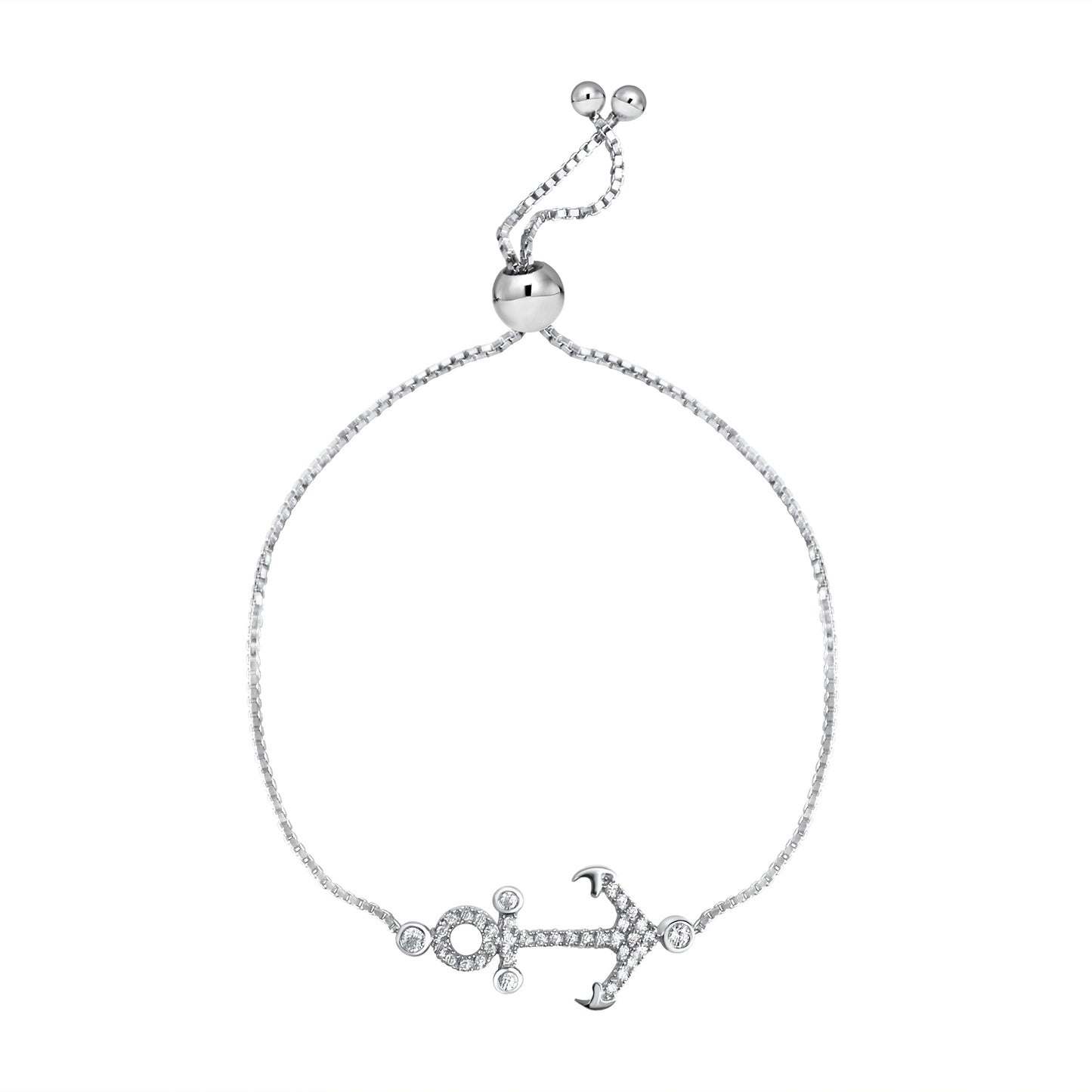 Bracelet 925/- Sterling Silver Rhodium-plated 22cm Zirconia