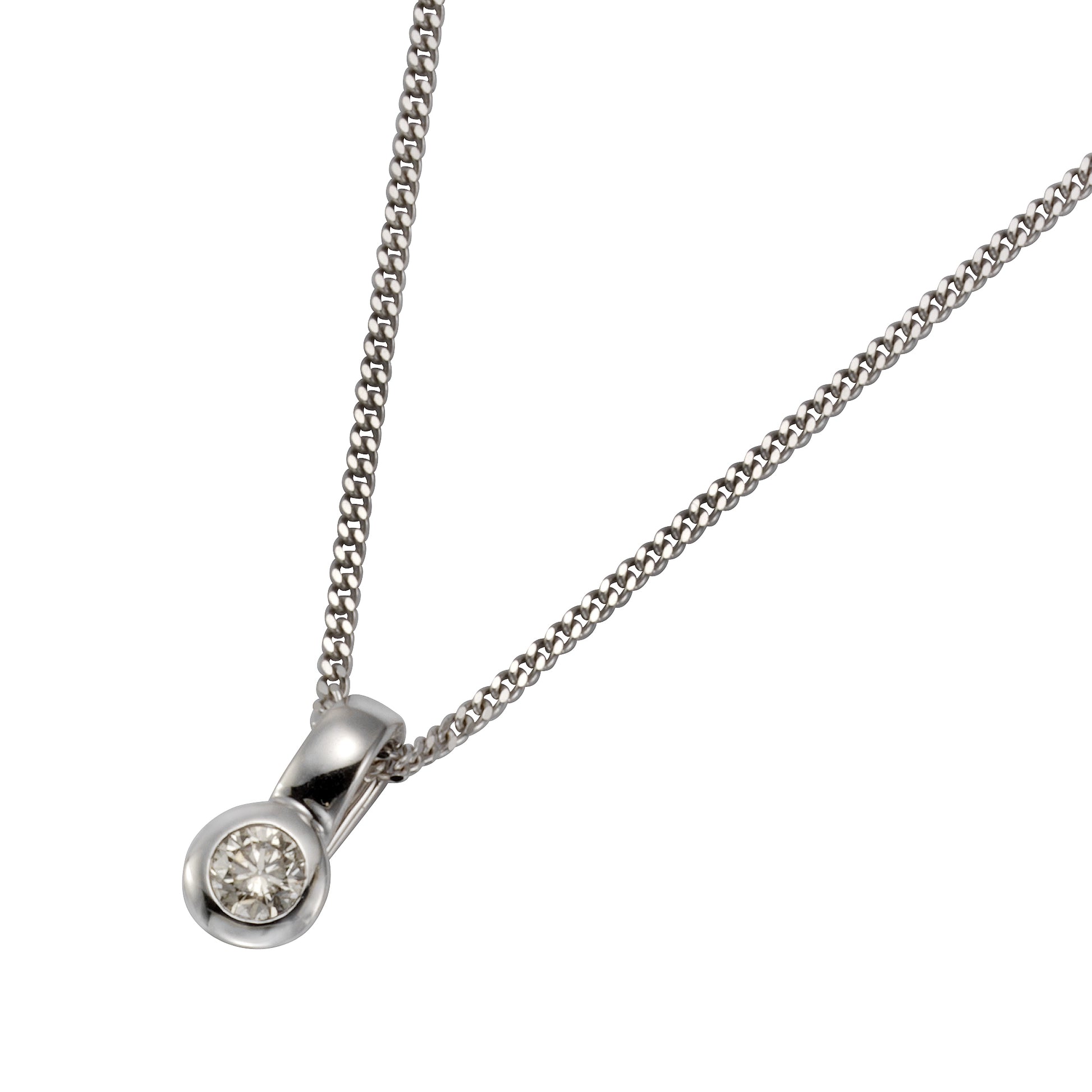 Chaîne d'ancre 585/- plaquée or rhodié (partiellement) 46cm diamant 0,109ct.