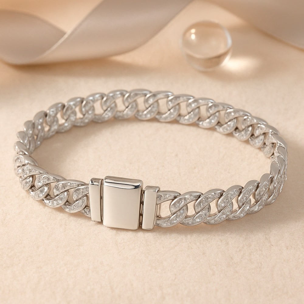 Armband aus Edelstahl, Gliederarmband mit Zirkonia