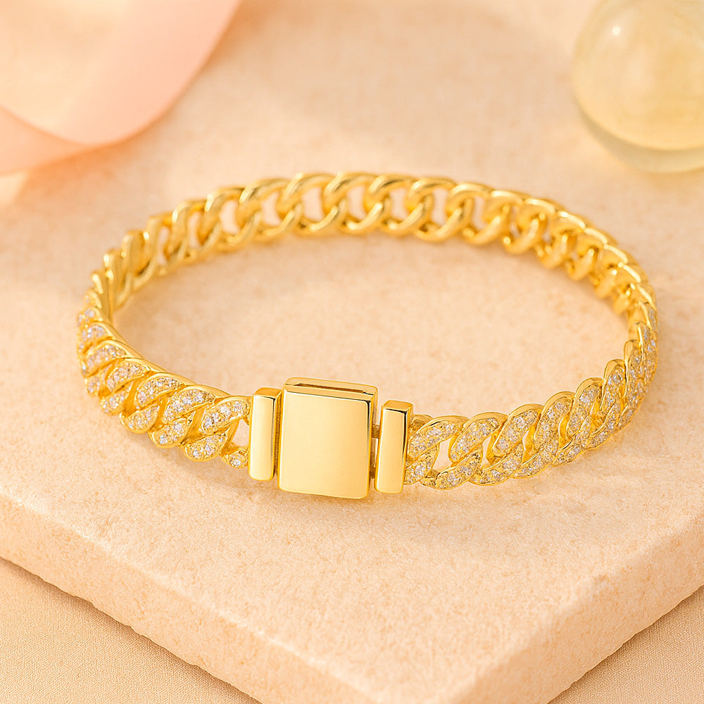 Armband aus Edelstahl, Gliederarmband mit Zirkonia