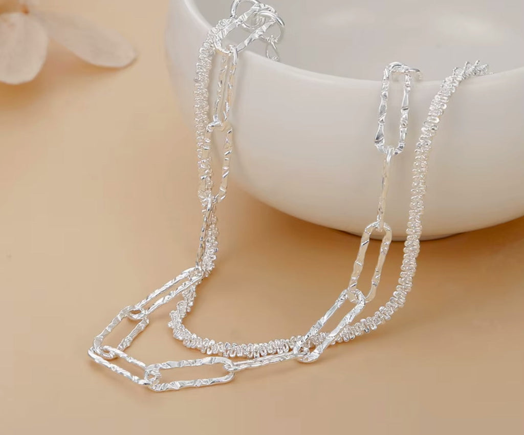 Armband aus 925er-Sterling-Silber, doppellagige Kette