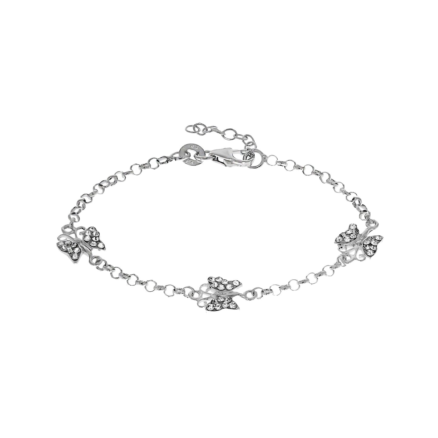 Bracelet anchor chain 925/- sterling silver 14+2cm crystal