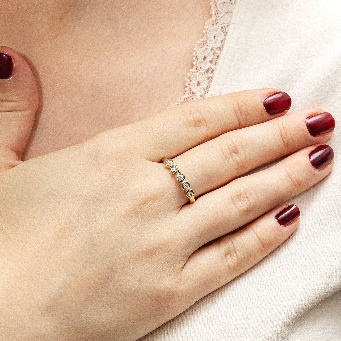 Ring 585/- gold rhodium-plated (partially) diamond 0.05ct.