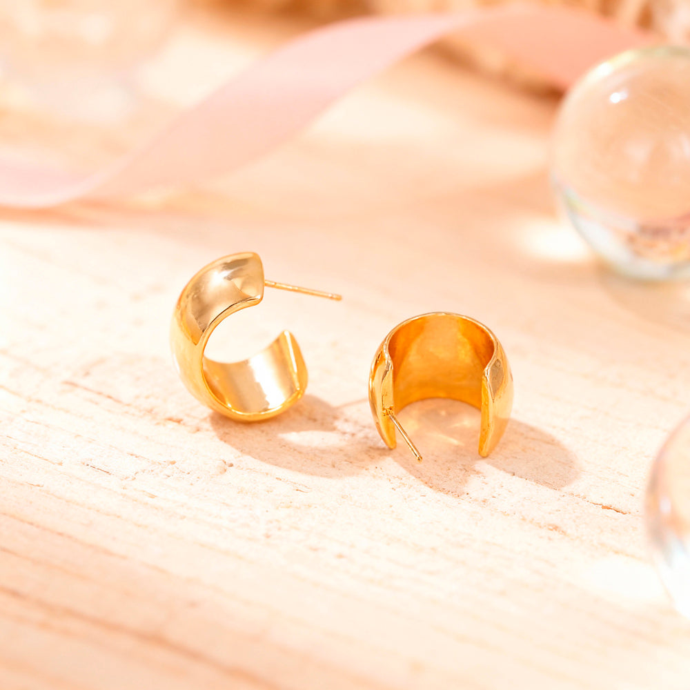 Ohrringe aus 925er Sterling-Silber, vergoldete dicke Creole