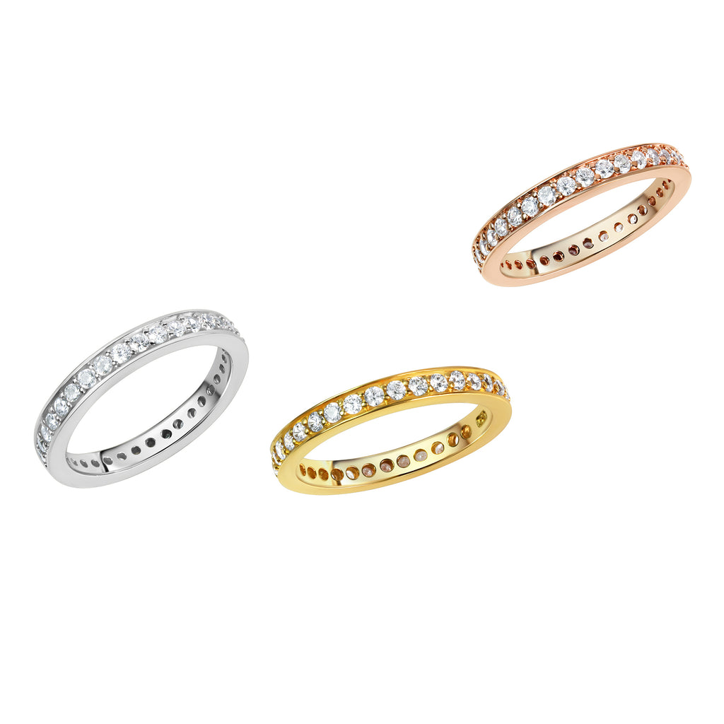 Ring 925/- Sterling Silver Rhodium Plated Zirconia
