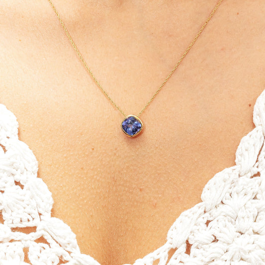 Pendant with chain anchor chain 585/- gold 46cm tanzanite