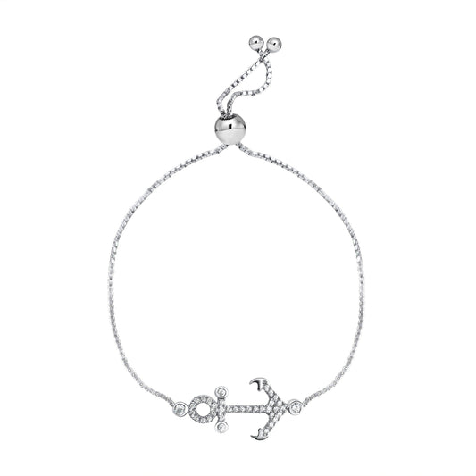 Bracelet 925/- Sterling Silver Rhodium-plated 22cm Zirconia
