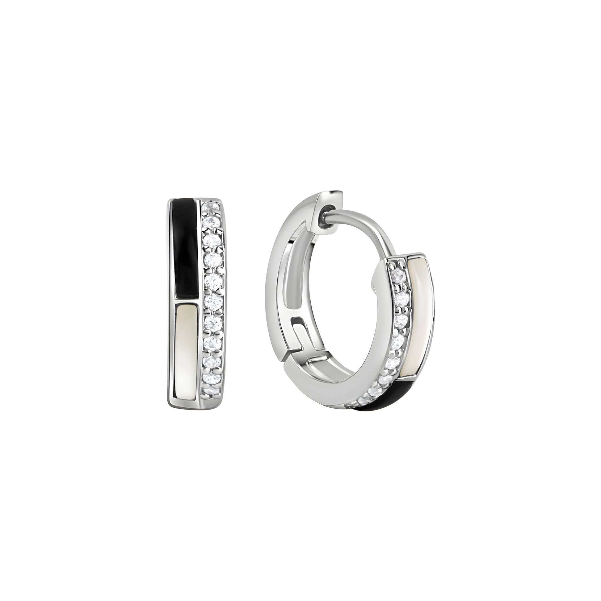 Creolen 925/er Sterling Silber rhodiniert 1,5cm Zirkonia
