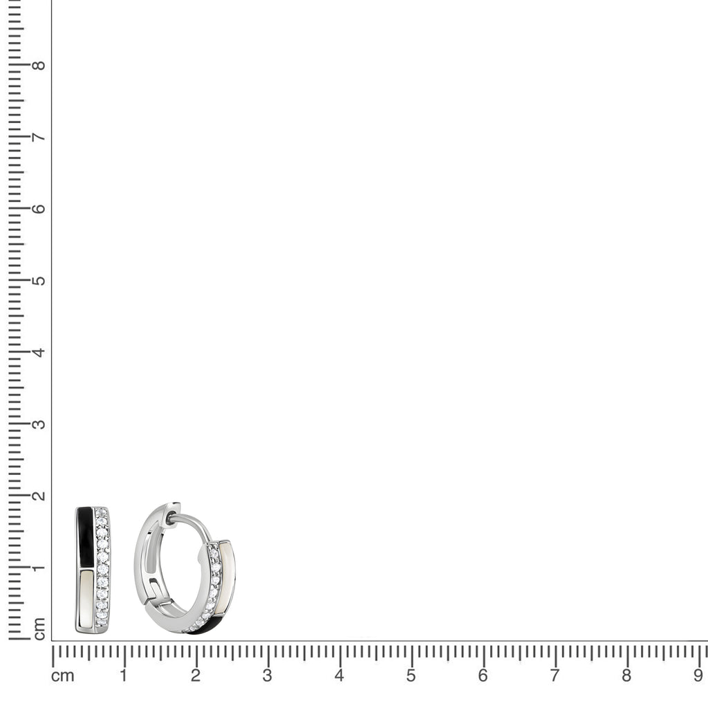 Creolen 925/er Sterling Silber rhodiniert 1,5cm Zirkonia