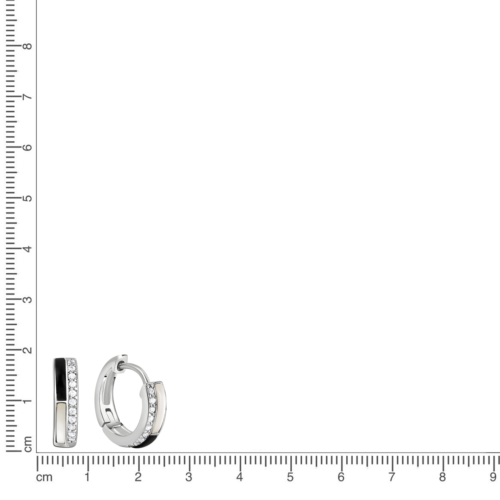Creolen 925/er Sterling Silber rhodiniert 1,5cm Zirkonia