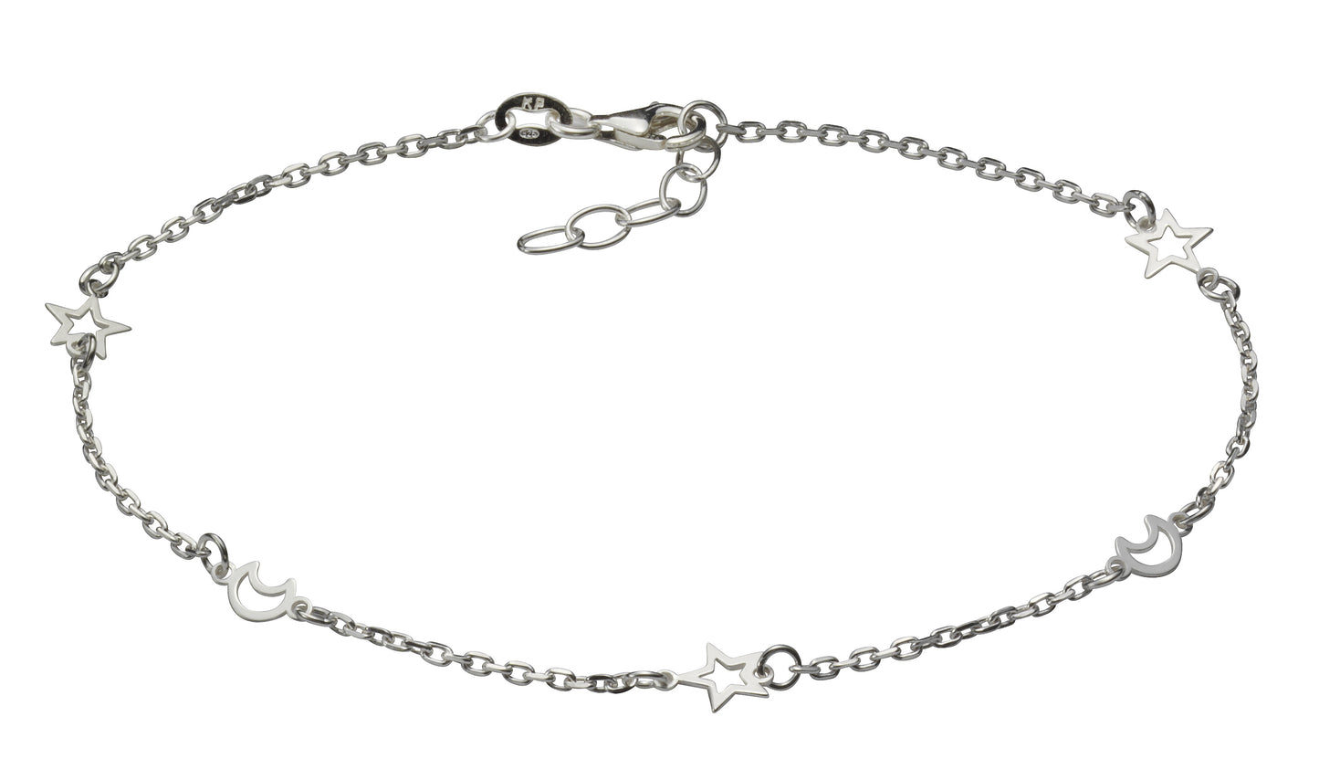 Bracelet de cheville en argent sterling 925/- 24+2cm
