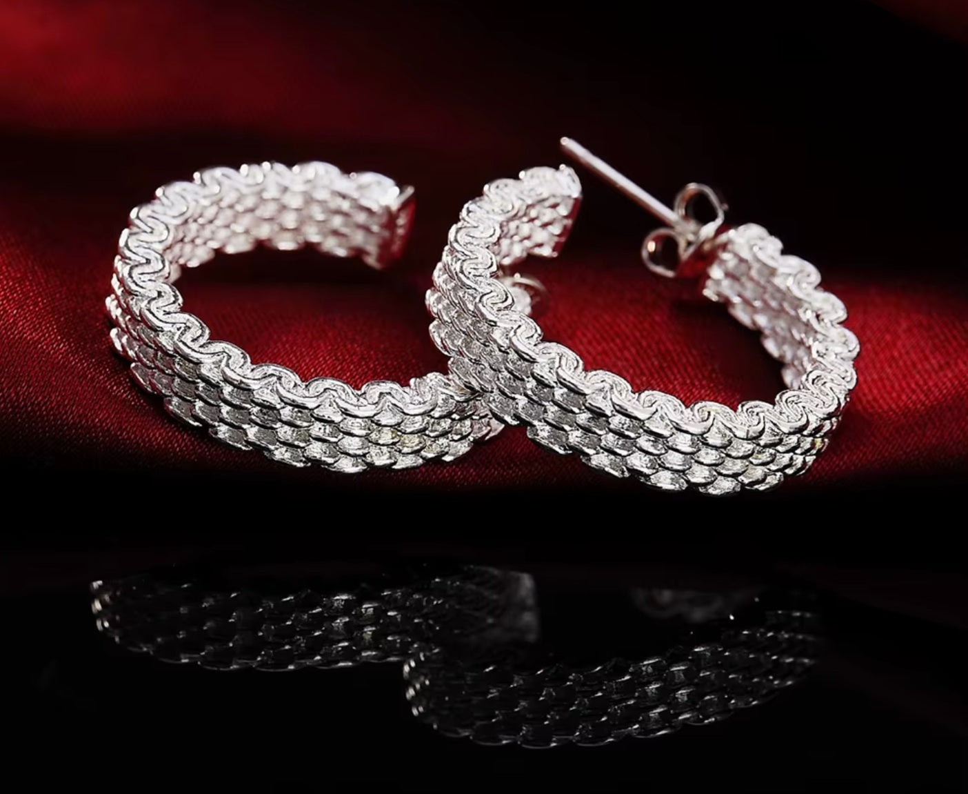 Ohrringe aus 925er Sterling-Silber, Creolen