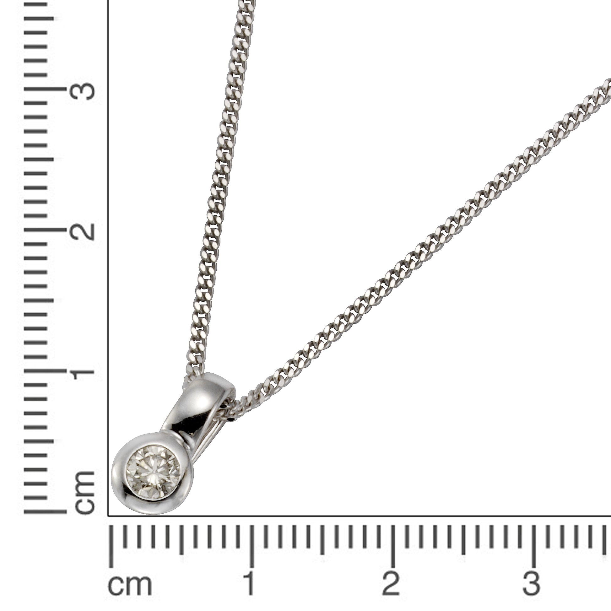 Chaîne d'ancre 585/- plaquée or rhodié (partiellement) 46cm diamant 0,109ct.