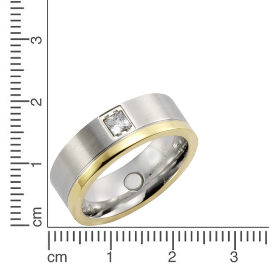Ring stainless steel gold-plated (partially) zirconia