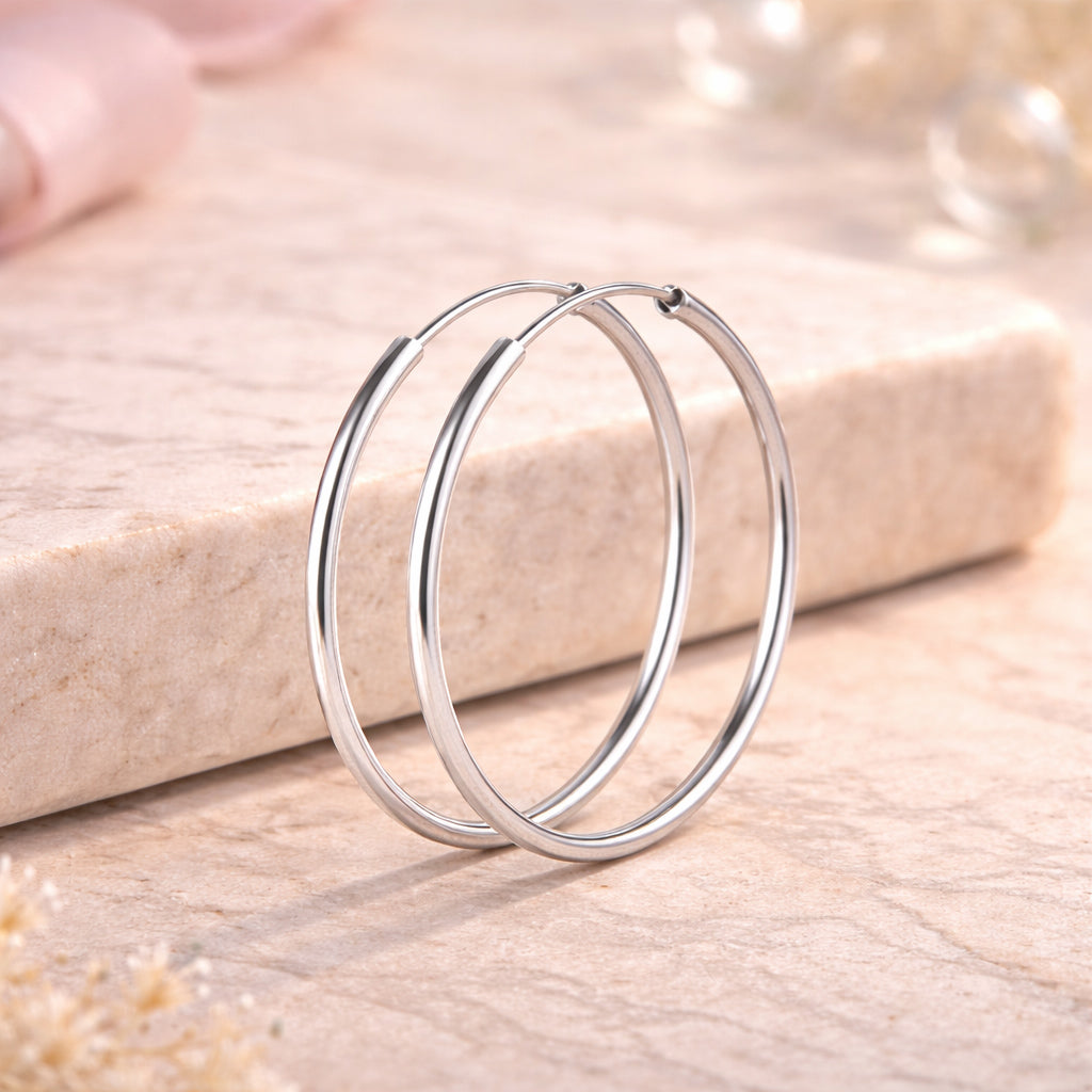 Creolen aus 925er Sterling-Silber, verschiedene Größen mit Bügelverschluss