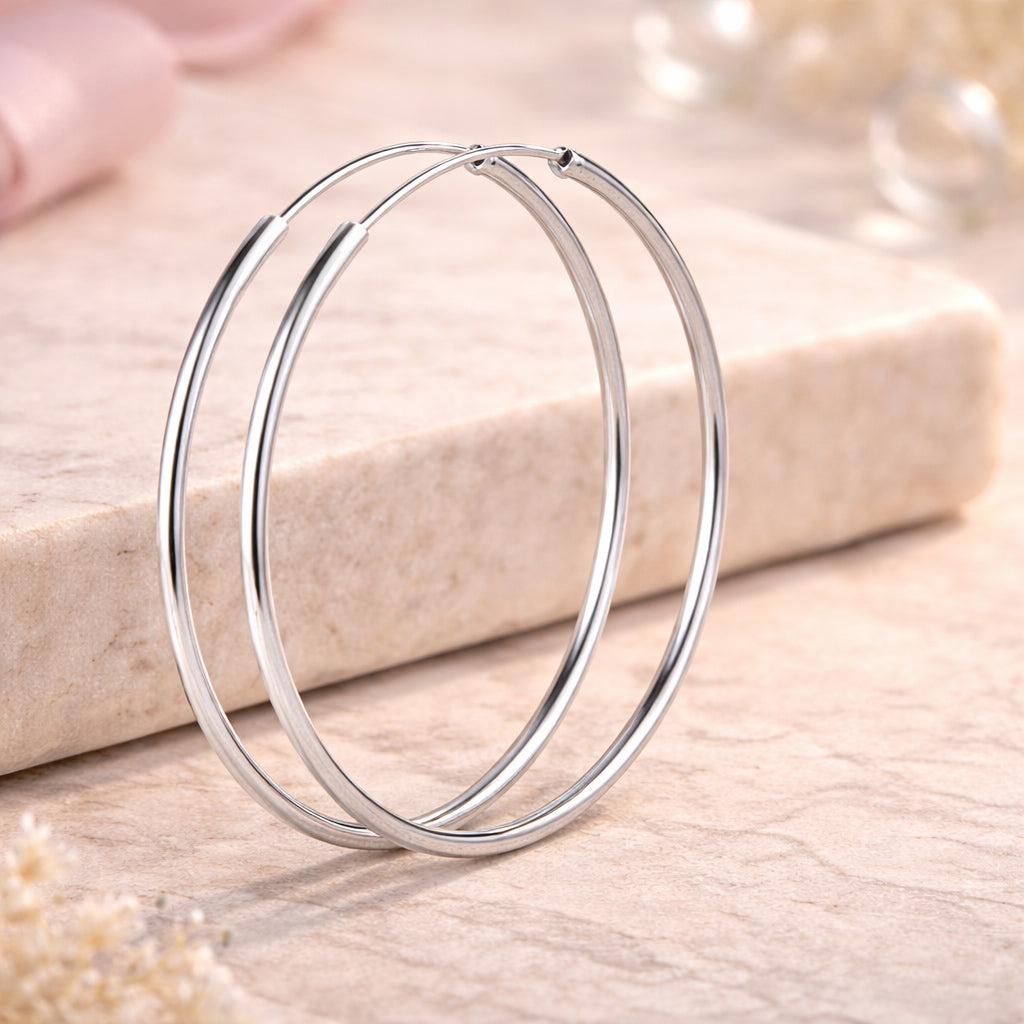 Creolen aus 925er Sterling-Silber, verschiedene Größen mit Bügelverschluss