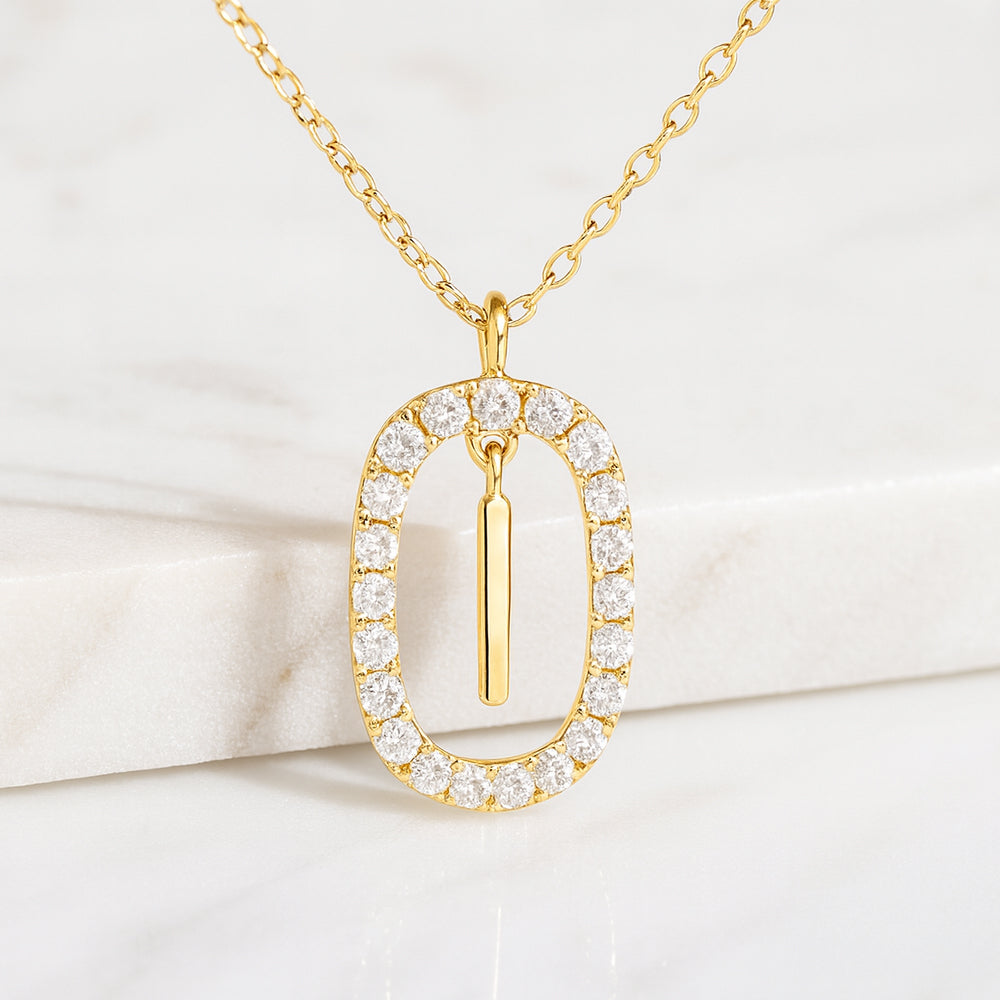 Damen Buchstaben Anhänger 925 Sterling Silber goldfarben mit Strasskreis 43cm Kette  - verschiedene Buchstaben