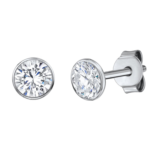 Ohrstecker 925/- Sterling Silber rhodiniert 1cm Zirkonia