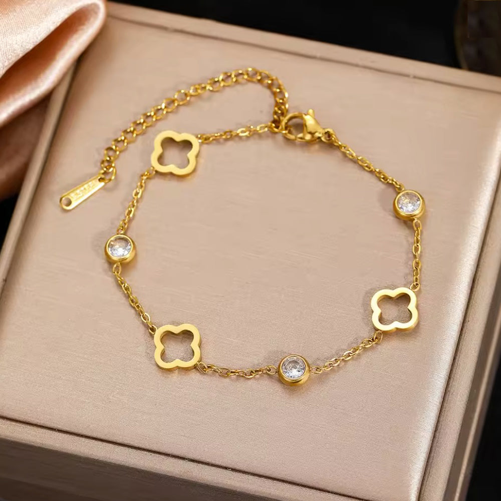 Armband aus Edelstahl, Glückskettchen, 16 + 5cm