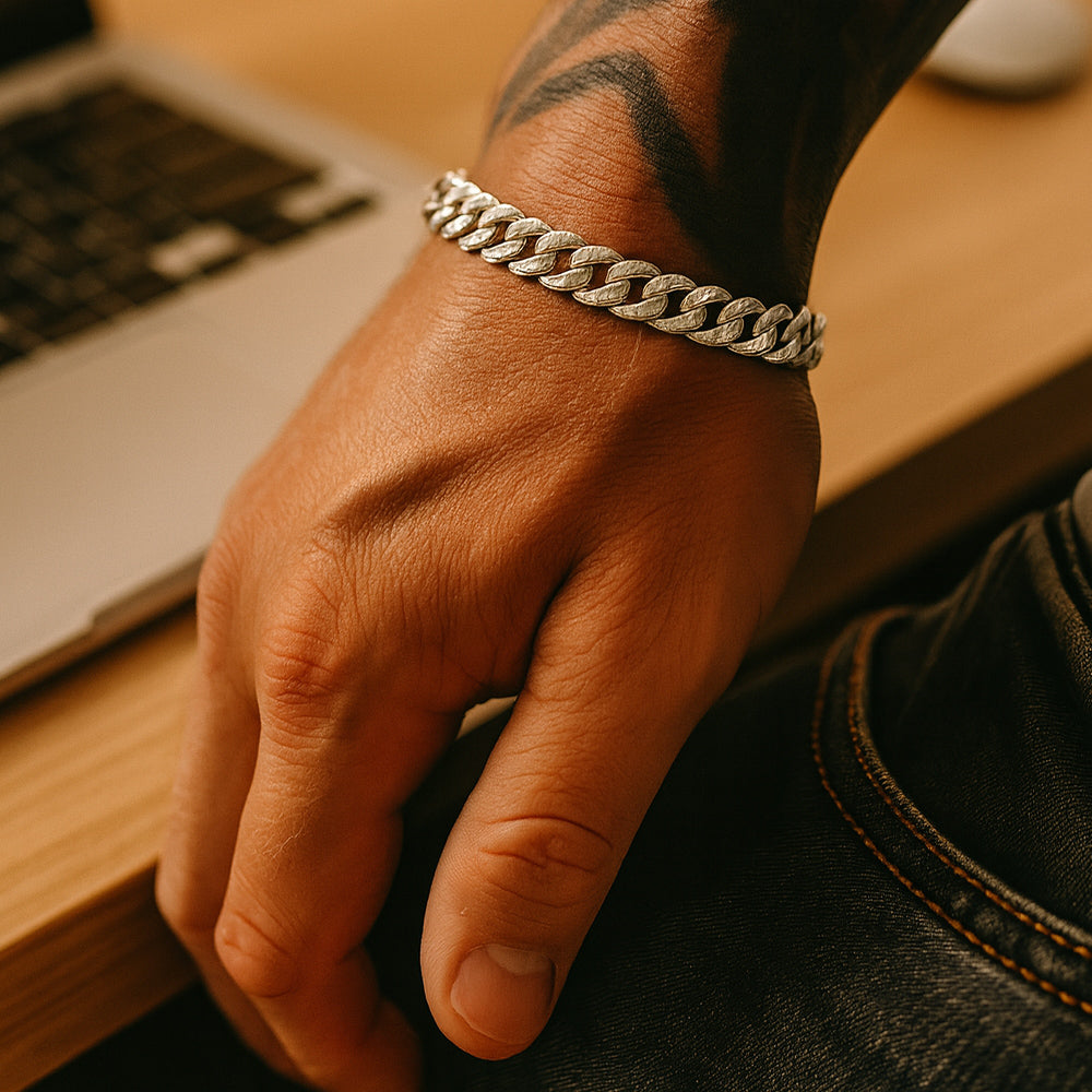 Armband aus Edelstahl, Gliederarmband mit Zirkonia