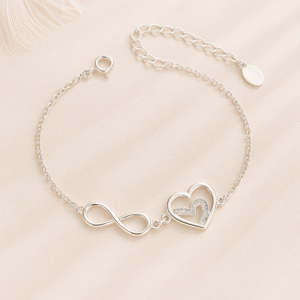 Armband aus Edelstahl, Ewiges Herz, 17+5cm