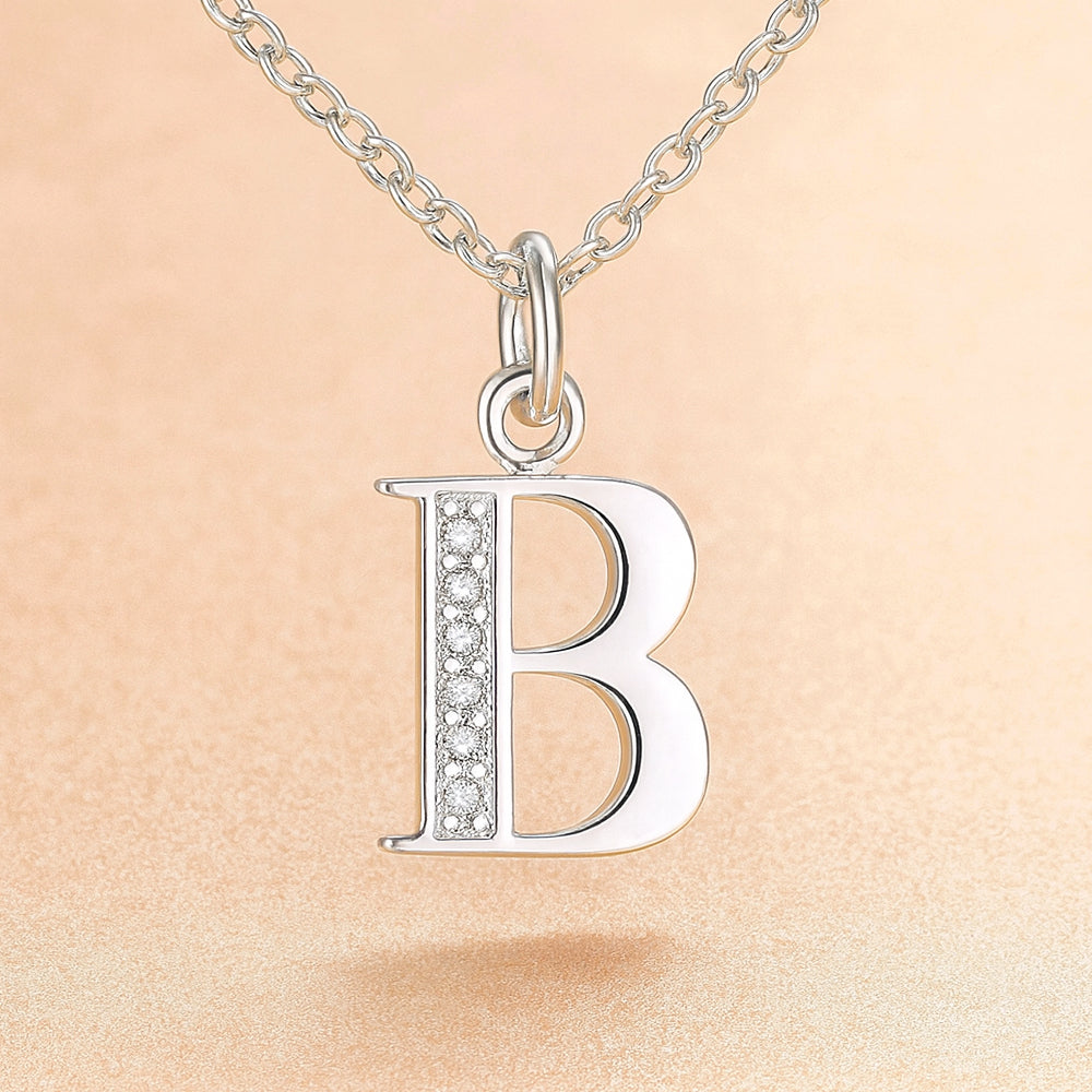 Kette mit Anhänger aus 925er Sterling-Silber, verschiedene Buchstaben, 45cm