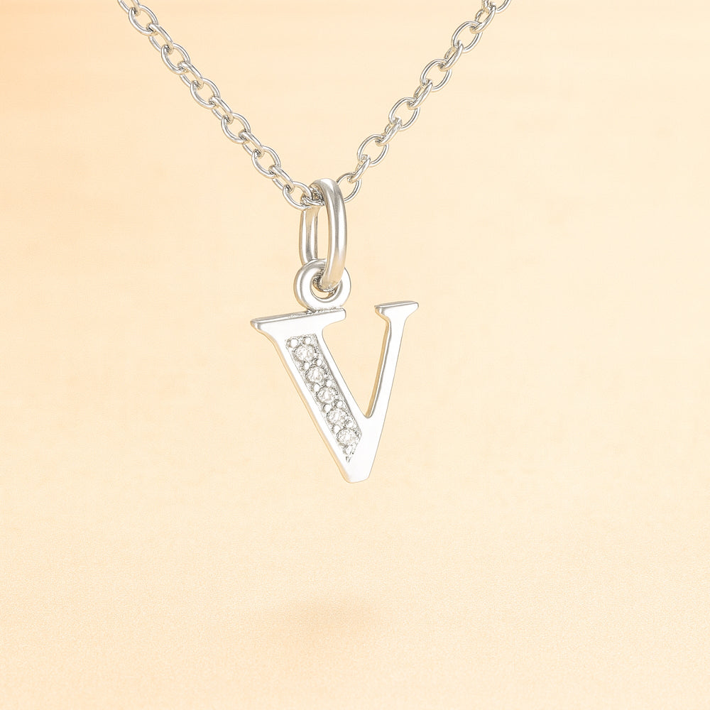 Kette mit Anhänger aus 925er Sterling-Silber, verschiedene Buchstaben, 45cm