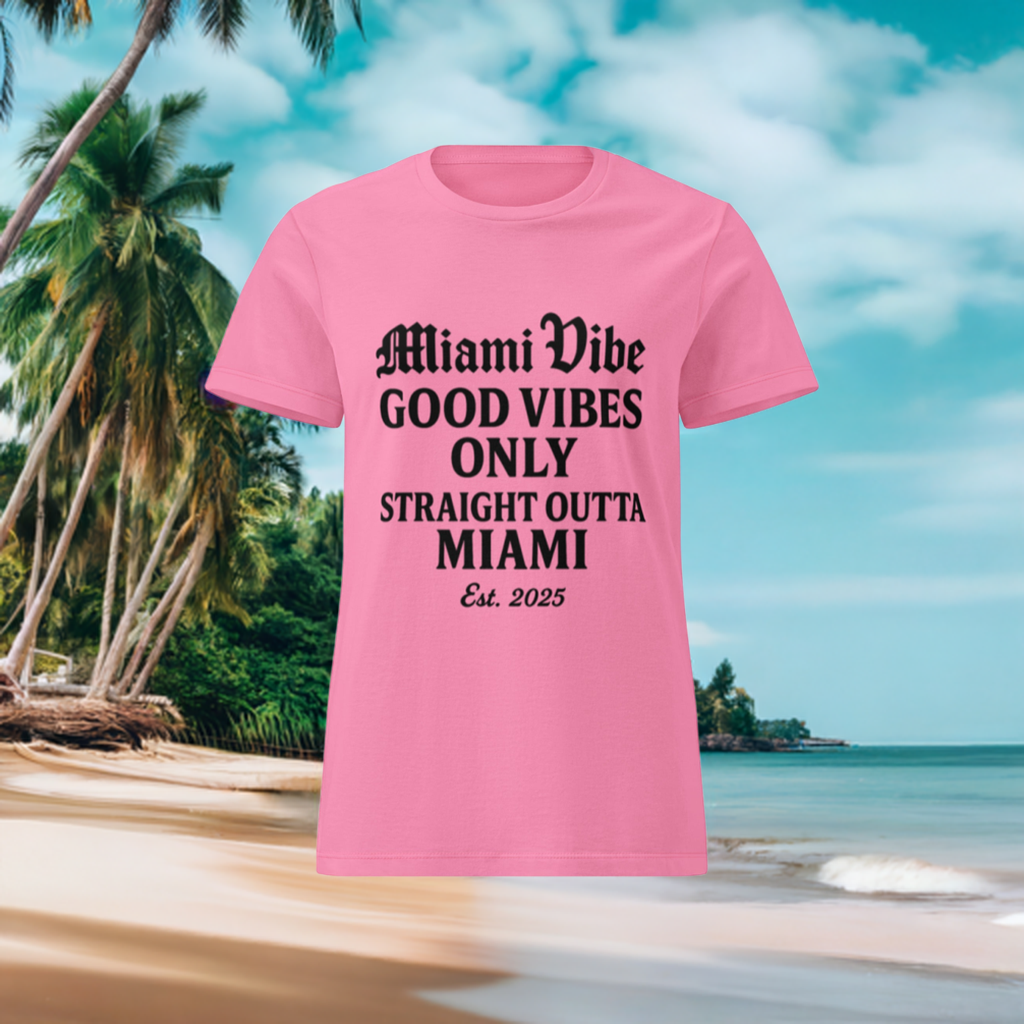 T-shirt basique doux pour femme, ambiance Miami