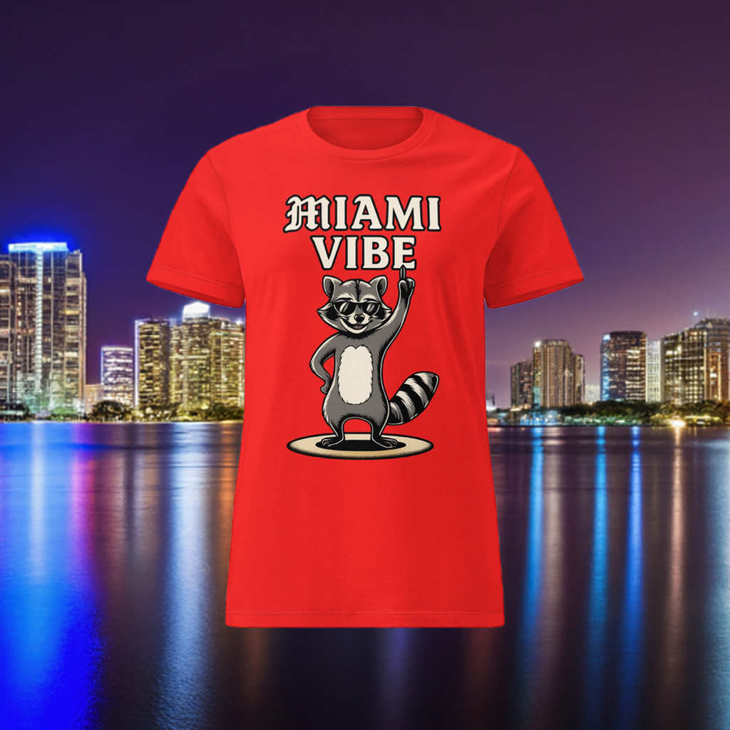 Basic Softstyle T-Shirt für Damen Raccoon Miami Vibe