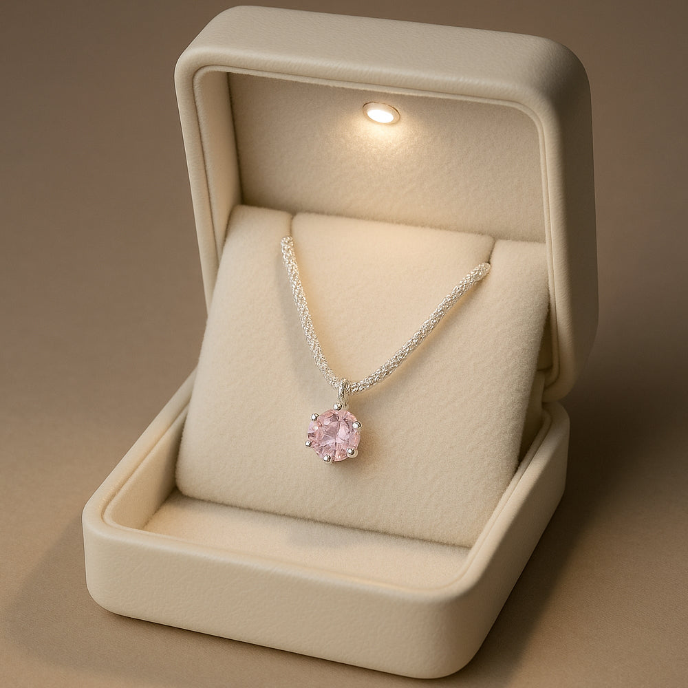 Kette mit Anhänger aus 925er Sterling-Silber, Kleiner Kristall