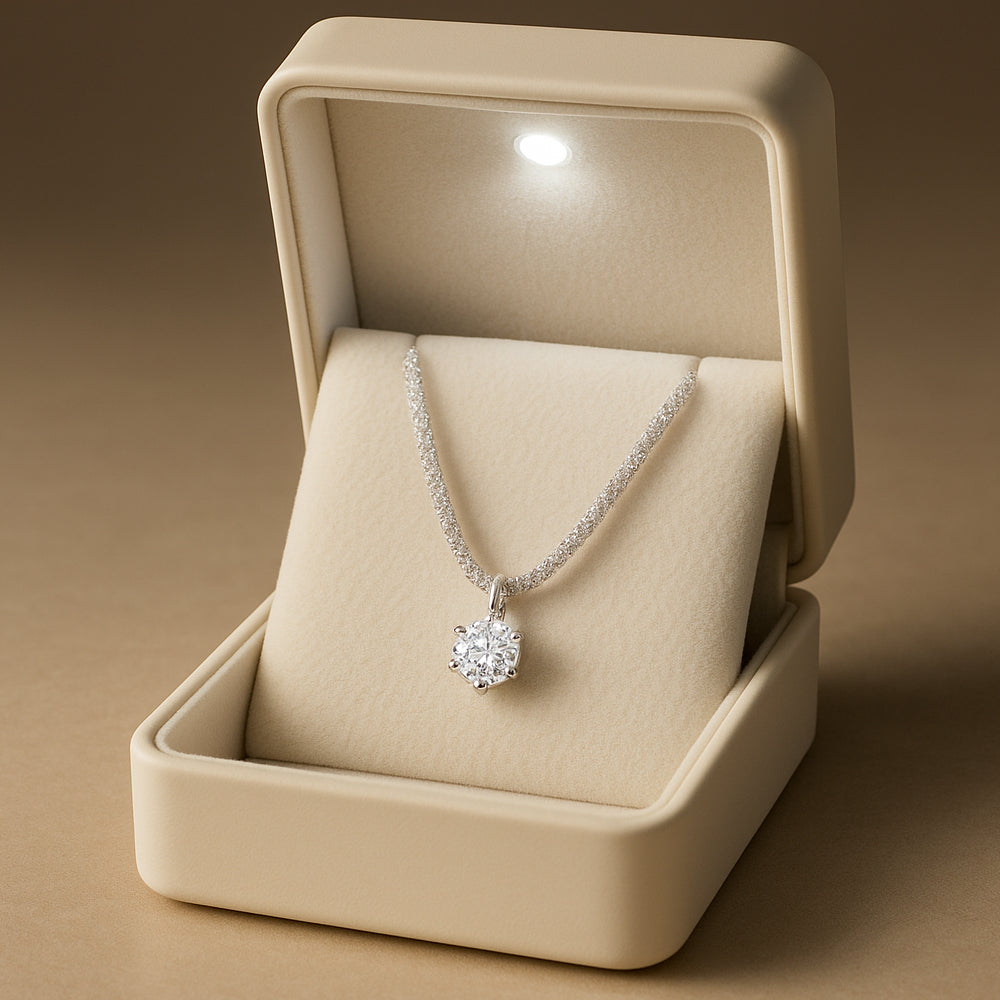 Kette mit Anhänger aus 925er Sterling-Silber, Kleiner Kristall