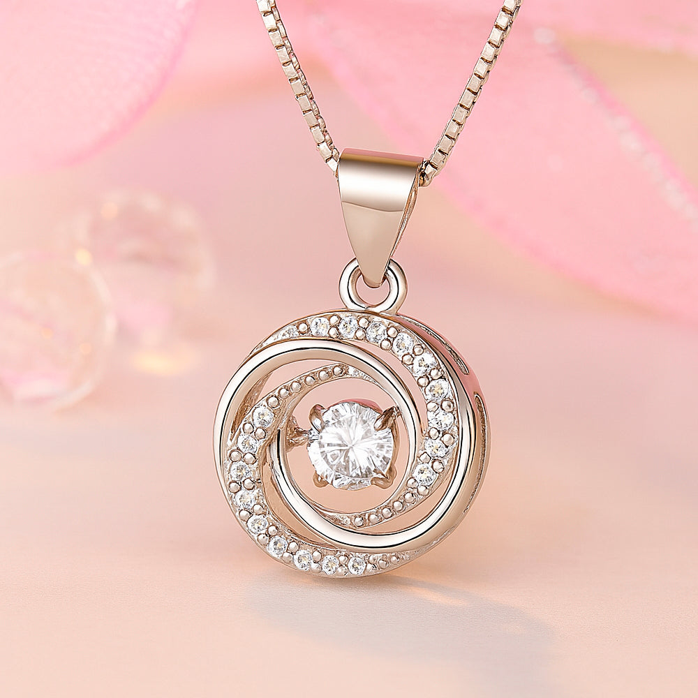 Kette mit Anhänger aus 925er Sterling-Silber, Kristall im Strasskranz