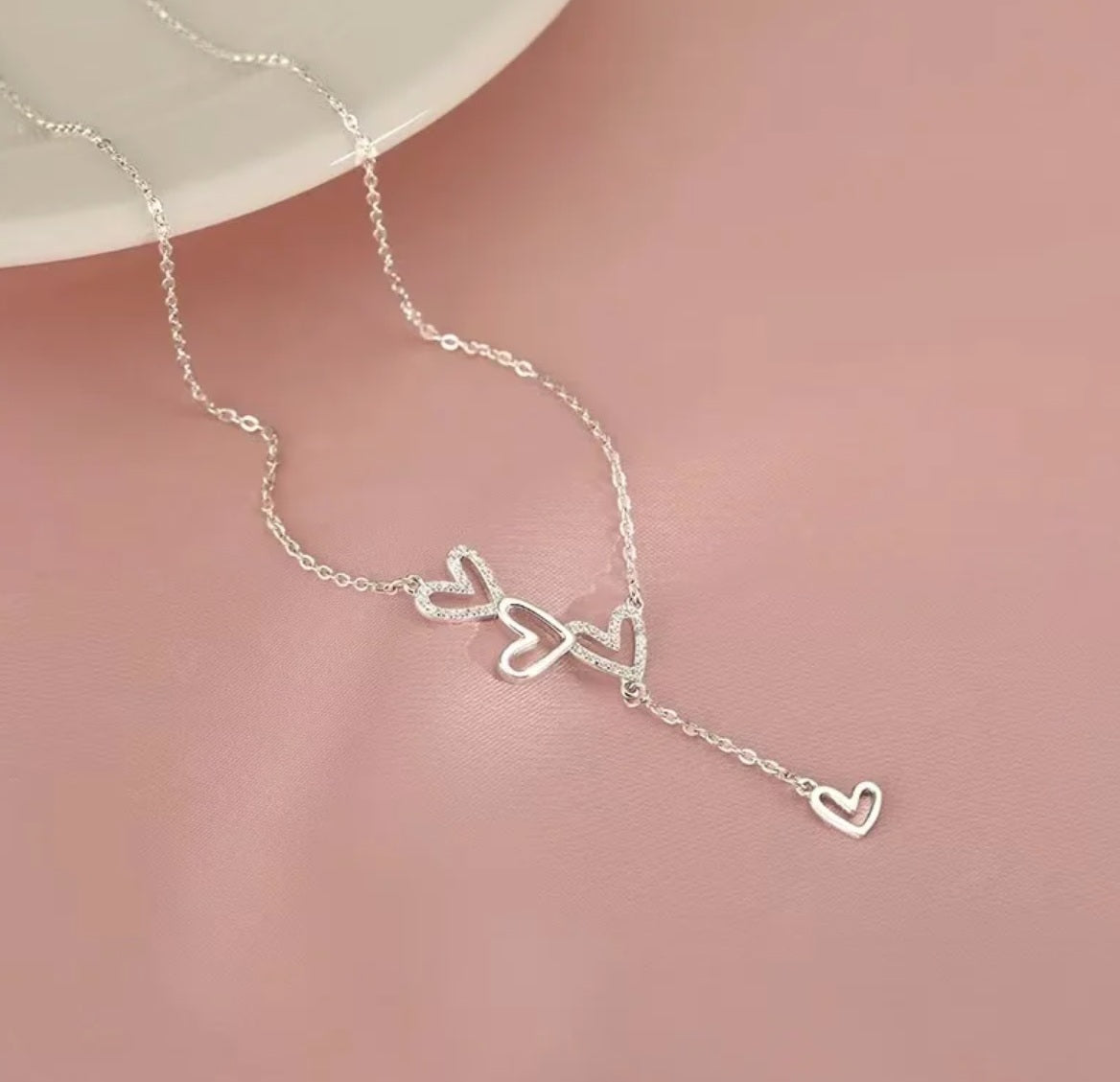 Kette mit Anhänger aus 925er Sterling-Silber, Herzanhänger, 45cm