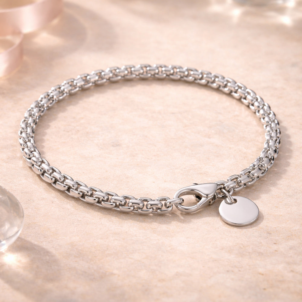 Armband aus 925er Sterling-Silber, Rundes Panzerkettenarmband, 20cm