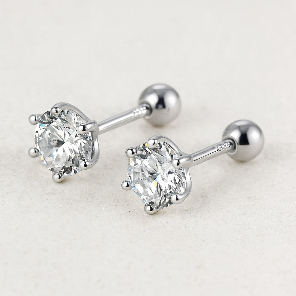 Ohrstecker aus 925er Sterling-Silber, Zirkonia in Brillantschliff, 5mm