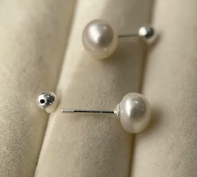 Ohrstecker aus 925er Sterling-Silber, Mini-Süßwasser-Perle, 0,8mm