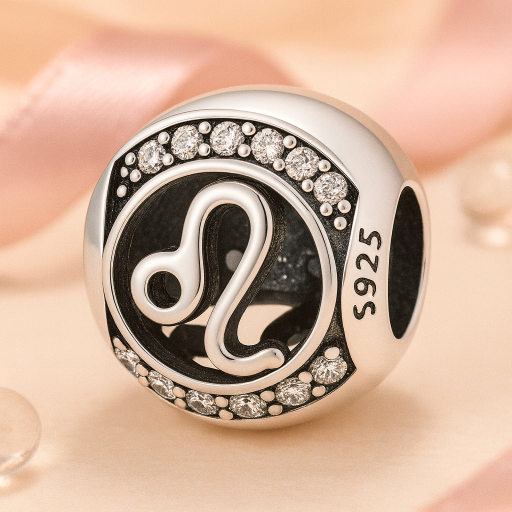 Armband / Charm aus 925er Sterling-Silber, mit Motiv Sternzeichen, Kugel, 1,2cm